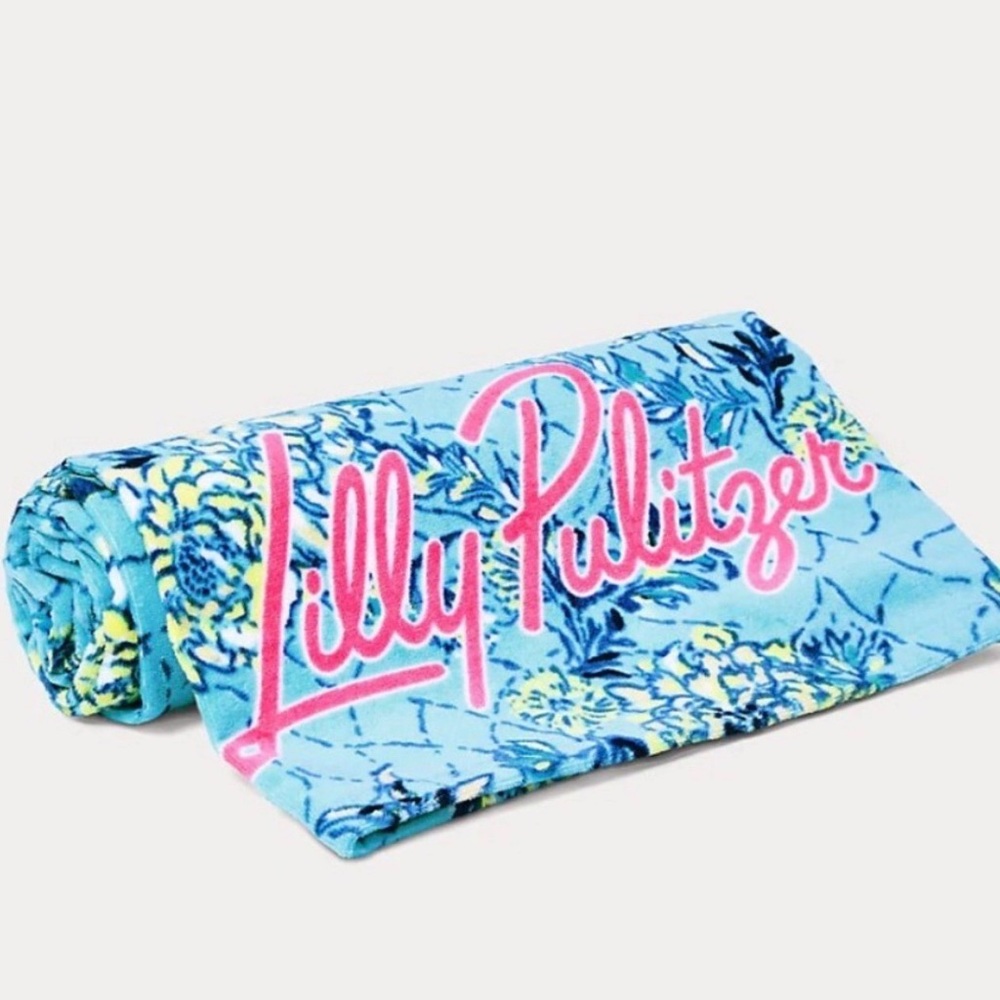 Lilly Pulitzer Blue and Pink Floral Towel